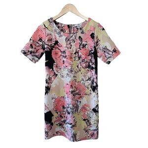 Bar lll ScubaMulticolored Floral Short Sleeve Sheath Dress Size Medium